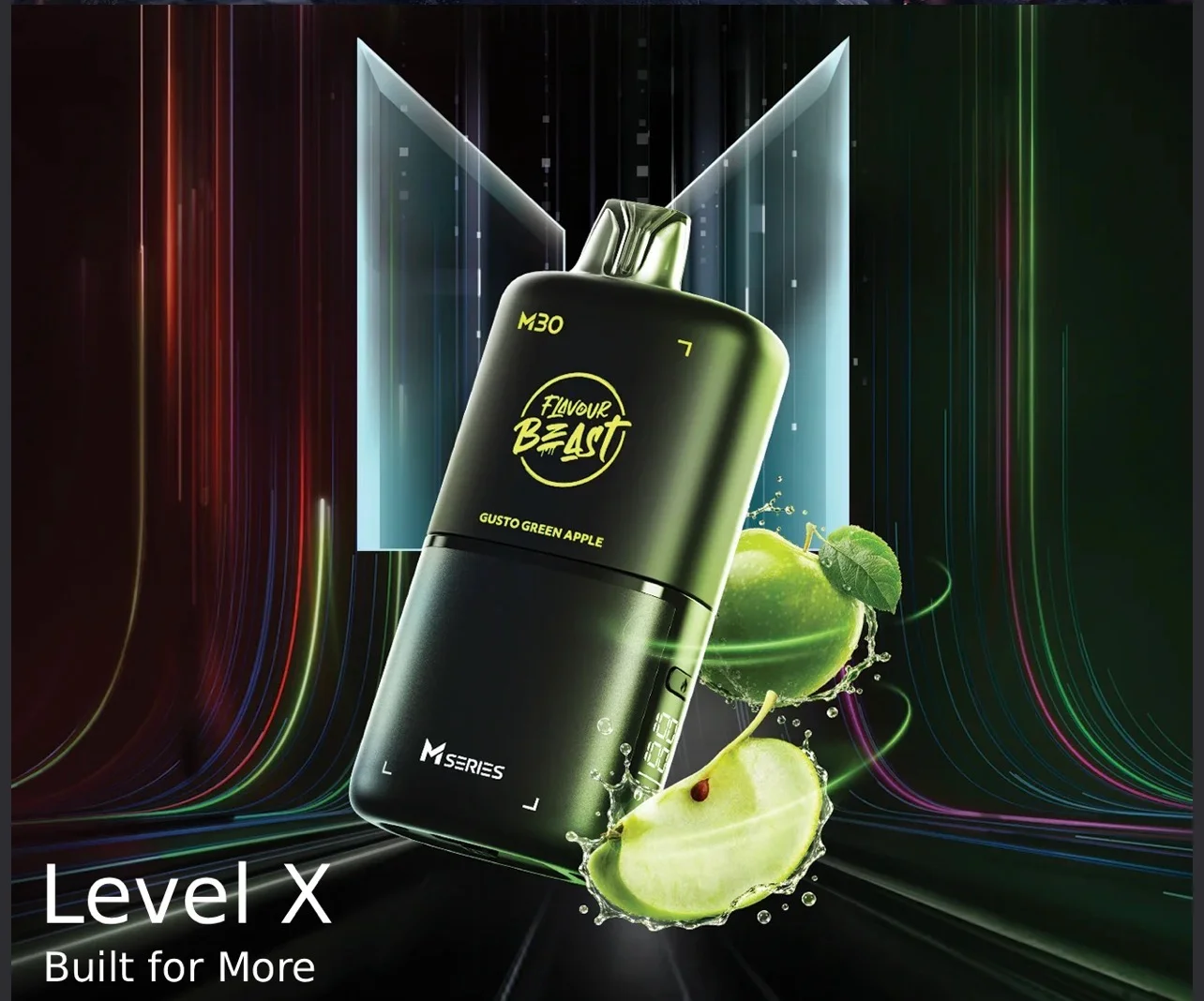 Level X M30 Flavour Beast Gusto Green Apple disposable vape pod sold at Neo Vape Calgary AB